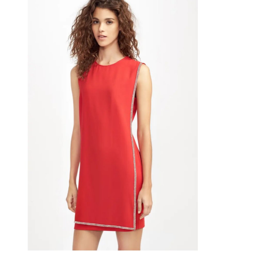 Ted Baker Burford Double Layer Embellished Red Dress Size 4 (8-10) Nwot